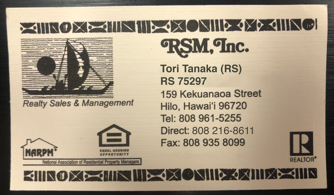 Business Card of Realtor Salesperson of RSM, Inc, Tori TanakaPicture
